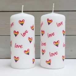 Sale Love Heart Rainbow Pillar Candle Candles