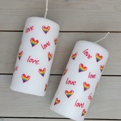Sale Love Heart Rainbow Pillar Candle Candles